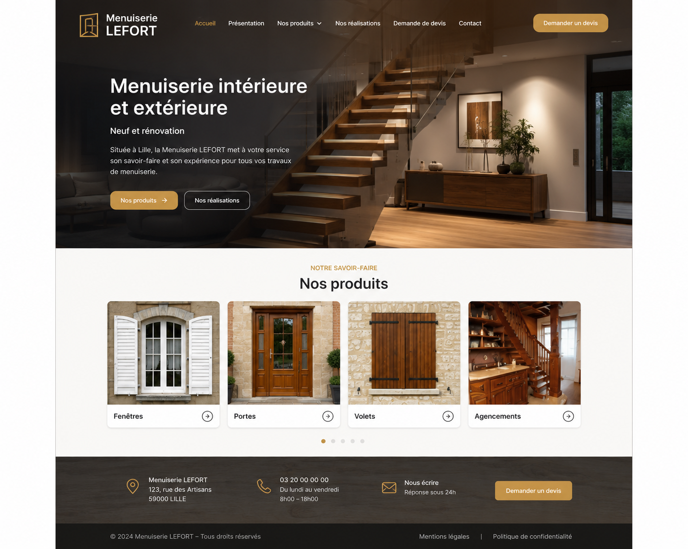 Site modernisé de Menuiserie LEFORT, créé par IUSolutions
